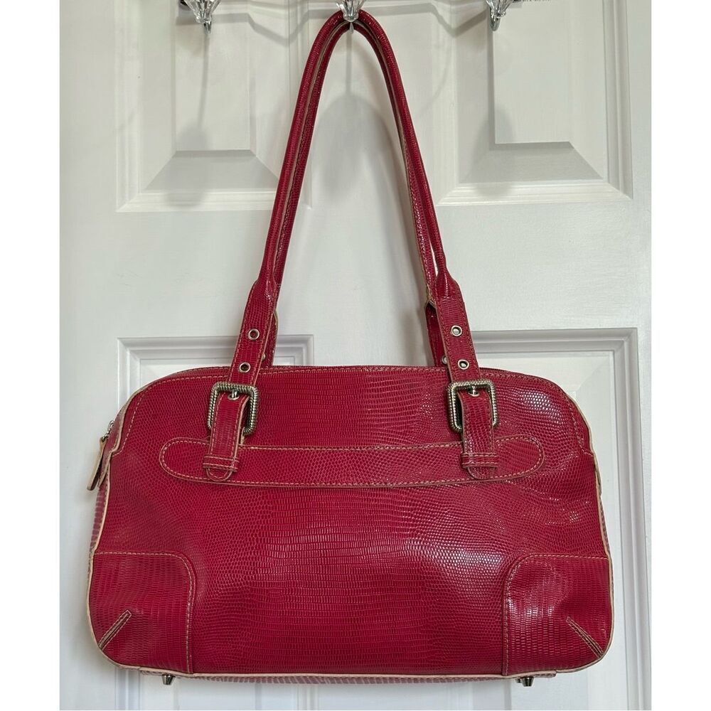 MX FASHION - EUC Faux Leather Croc-Embossed Long Handle Shoulder Bag in Red